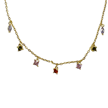 GOLD MULTICOLOR CHARM NECKLACE