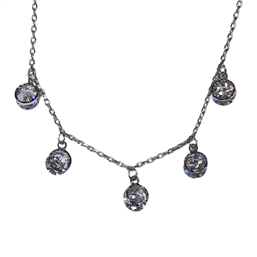 SILVER DANGLING CHARMS NECKLACE