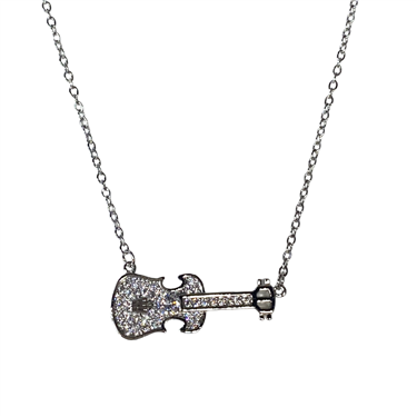 SILVER GUITAR NECKLACE