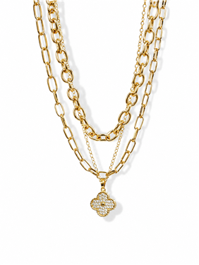 Layered Chain Heart Pendant Necklace