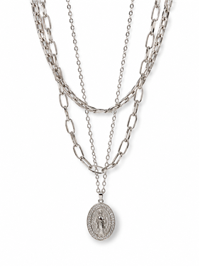 Cross Pendant Layered Chain Necklace