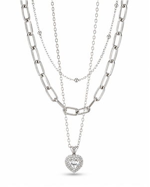 Layered Chain Heart Pendant Necklace
