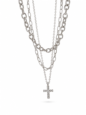 Layered Chain Cross Earrings
