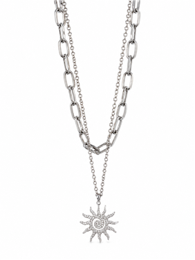 Layered Sun Pendant Necklace