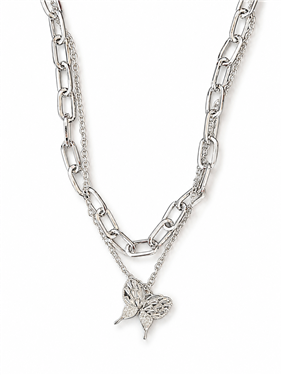 Double-Layer Butterfly Pendant Necklace