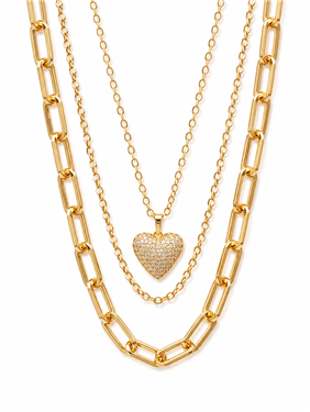 Layered Heart Pendant Necklace