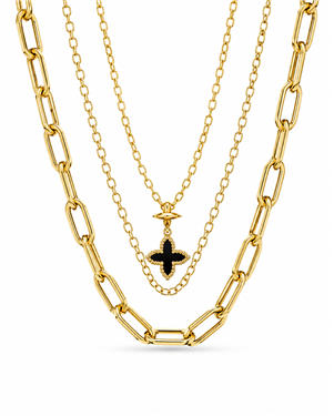 Layered  Star Charm Paperclip Chain Necklace