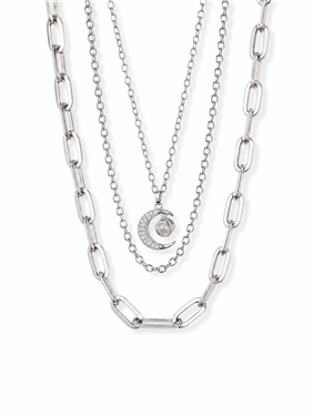 Layered Moon Pendant Necklace