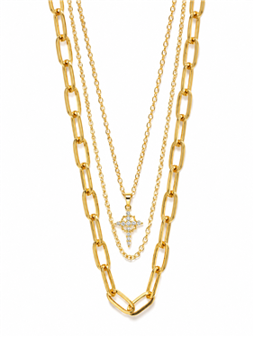 Layered Starburst Pendant Necklace