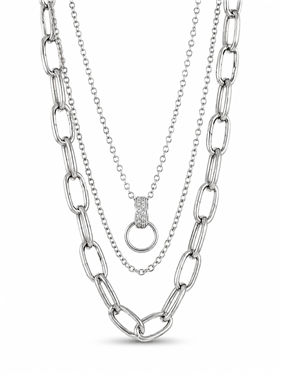 Layered Rhinestone Tag Pendant Necklace