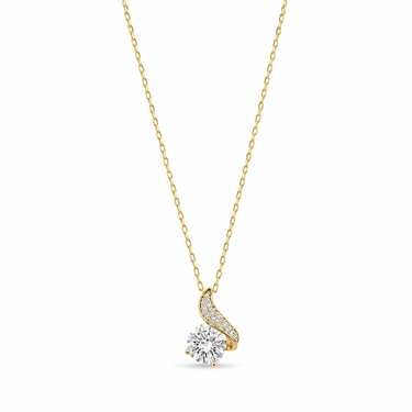 Twisted Arm Single CZ Pendant Necklace