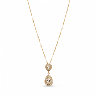 Double Teardrop Crystal Pendant Necklace