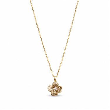 Pave CZ Camellia Pendant Necklace