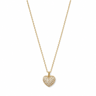 Full Paved Zircon Heart Pendant Necklace