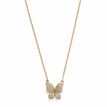 Pave CZ Butterfly Pendant Necklace