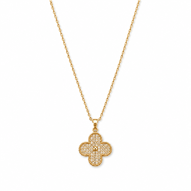 ave Fullâ€‘Stone Flat Clover Pendant Necklace