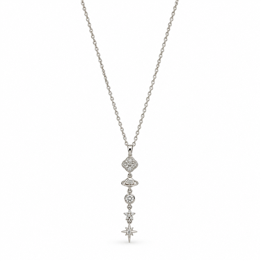 Tone Saturn & Starburst Drop Necklace