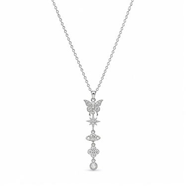 Butterfly Star Crystal Tassel Necklace