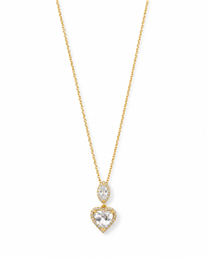 Double Crystal Heart Pendant Necklace