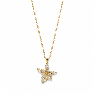 Full Zircon 4-Leaf Flower Pendant Necklace