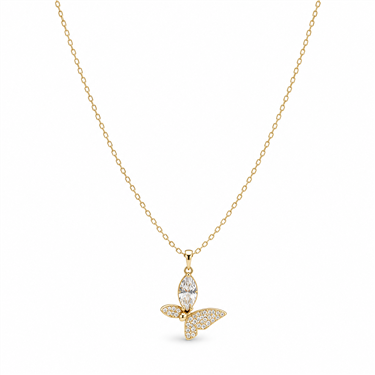 Crystal Butterfly Pendant Necklace