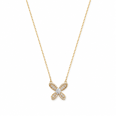 Four-petal Flower CZ Necklace