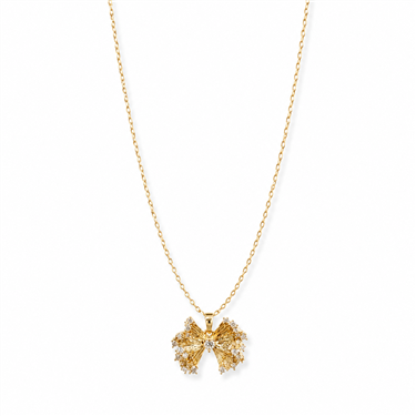 3D Bowknot Crystal Pendant Necklace
