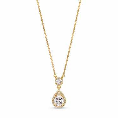 Double Layer Teardrop Halo Pendant Necklace
