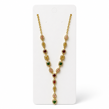 Colorful Gemstone Y-Drop Necklace