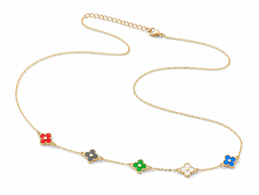 Multicolor Four-Leaf Clover Lucky Necklace