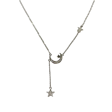 SILVER MOON STAR NECKLACE