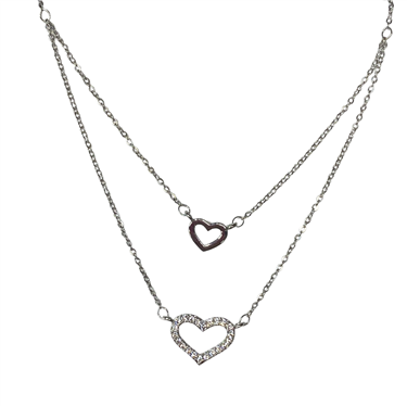 SILVER DOUBLE HEART NECKLACE