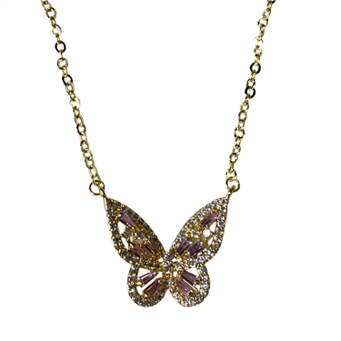 PINK BUTTERFLY NECKLACE