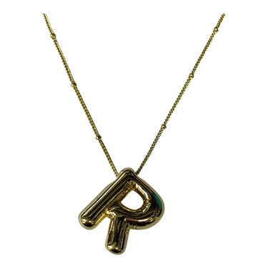 GOLD R INITIAL NECKLACE