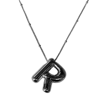 SILVER R INITIAL NECKLACE
