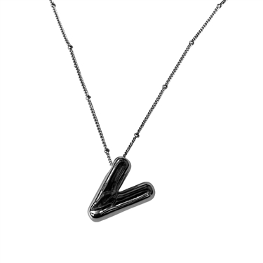 SILVER V INITIAL NECKLACE