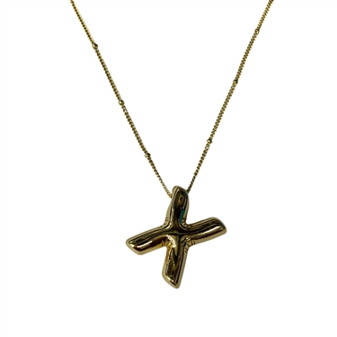 GOLD X INITIAL NECKLACE