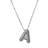 SILVER A RHINESTONE INITIAL NECKLACE