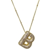 GOLD ''B'' RHINESTONE INITIAL NECKLACE