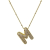 GOLD ''M'' RHINESTONE INITIAL NECKLACE