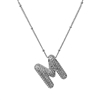 SILVER ''M'' RHINESTONE INITIAL NECKLACE