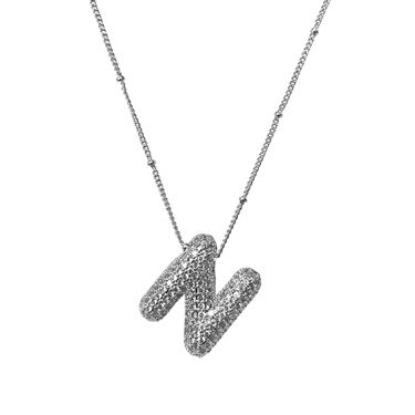 SILVER ''N'' RHINESTONE INITIAL NECKLACE