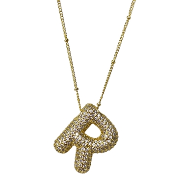 GOLD R INITIAL NECKLACE