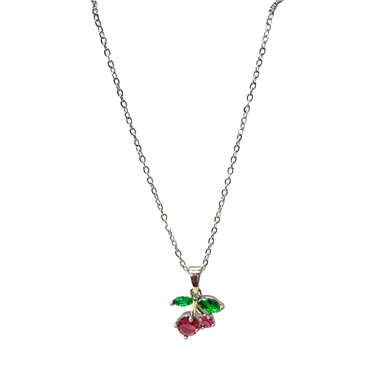 SILVER CHERRY NECKLACE
