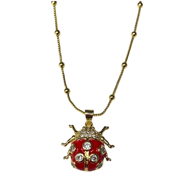 GOLD LADY BUG NECKLACE