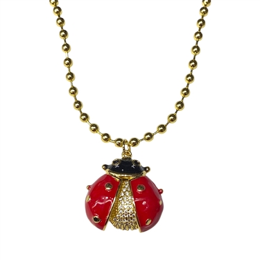 GOLD LADY BUG NECKLACE