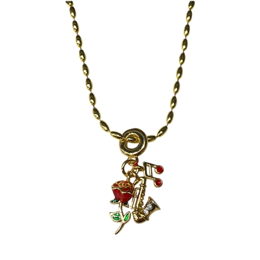 GOLD ROSE FLOWER NECKLACE