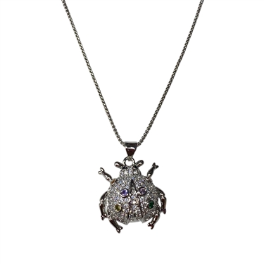 SILVER LADY BUG NECKLACE