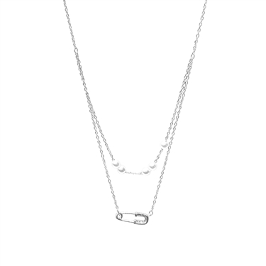 SILVER SAFETY PIN NECKLACE