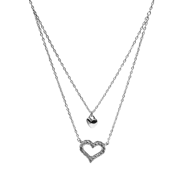 SILVER DOUBLE HEART NECKLACE